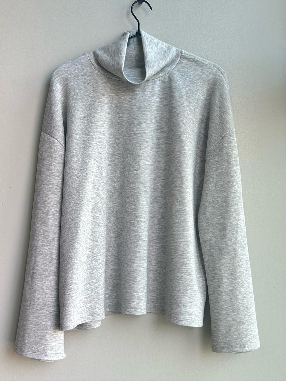 NORDSTROM RACK weathered grey soft mock turtleneck wide sleeve stretch comfort